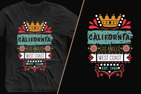 California Typography Stylish Tee Design: Graphics & T-Shirt Designs