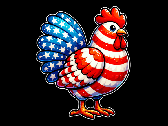 Patriotic Chicken American Flag Graphics & T-Shirt Designs