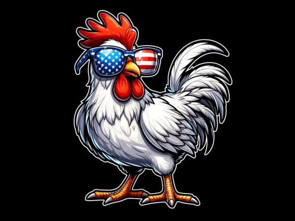 Patriotic Chicken USA American Flag 4th Graphics & T-Shirt Designs