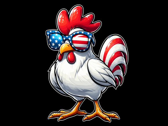 Patriotic Chicken USA American Flag Graphics & T-Shirt Designs