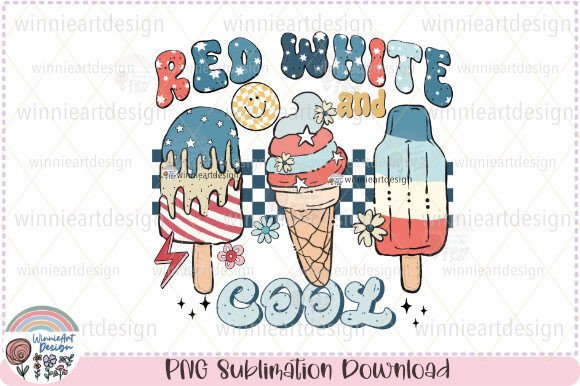 Red White and Cool USA Ice Cream PNG Graphics for T-Shirt Designs