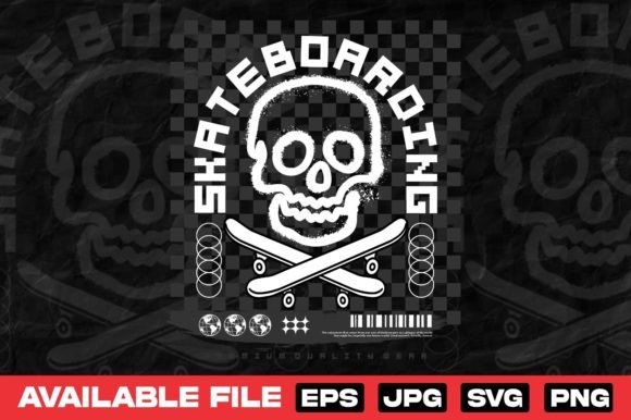 Skateboarding Typography Skull Graphics for T-Shirt Designs